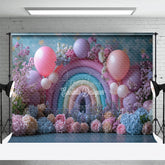 Aperturee - Aperturee Fresh Fancy Flowers Balloon Rainbow Wedding Backdrop